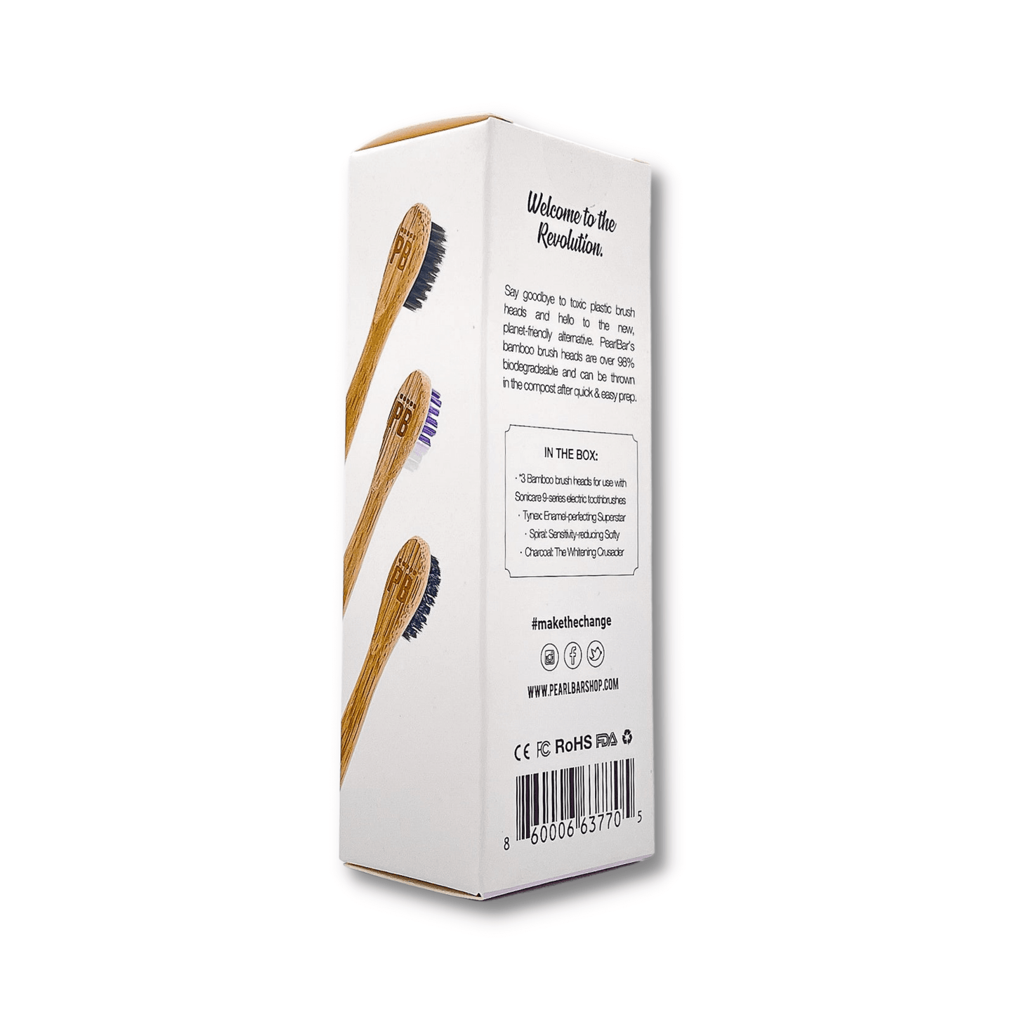 PearlBar Sonic Toothbrush Bamboo Heads - Variety 3 pack