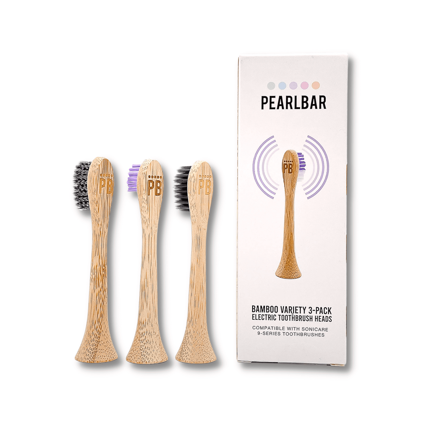 PearlBar Sonic Toothbrush Bamboo Heads - Variety 3 pack