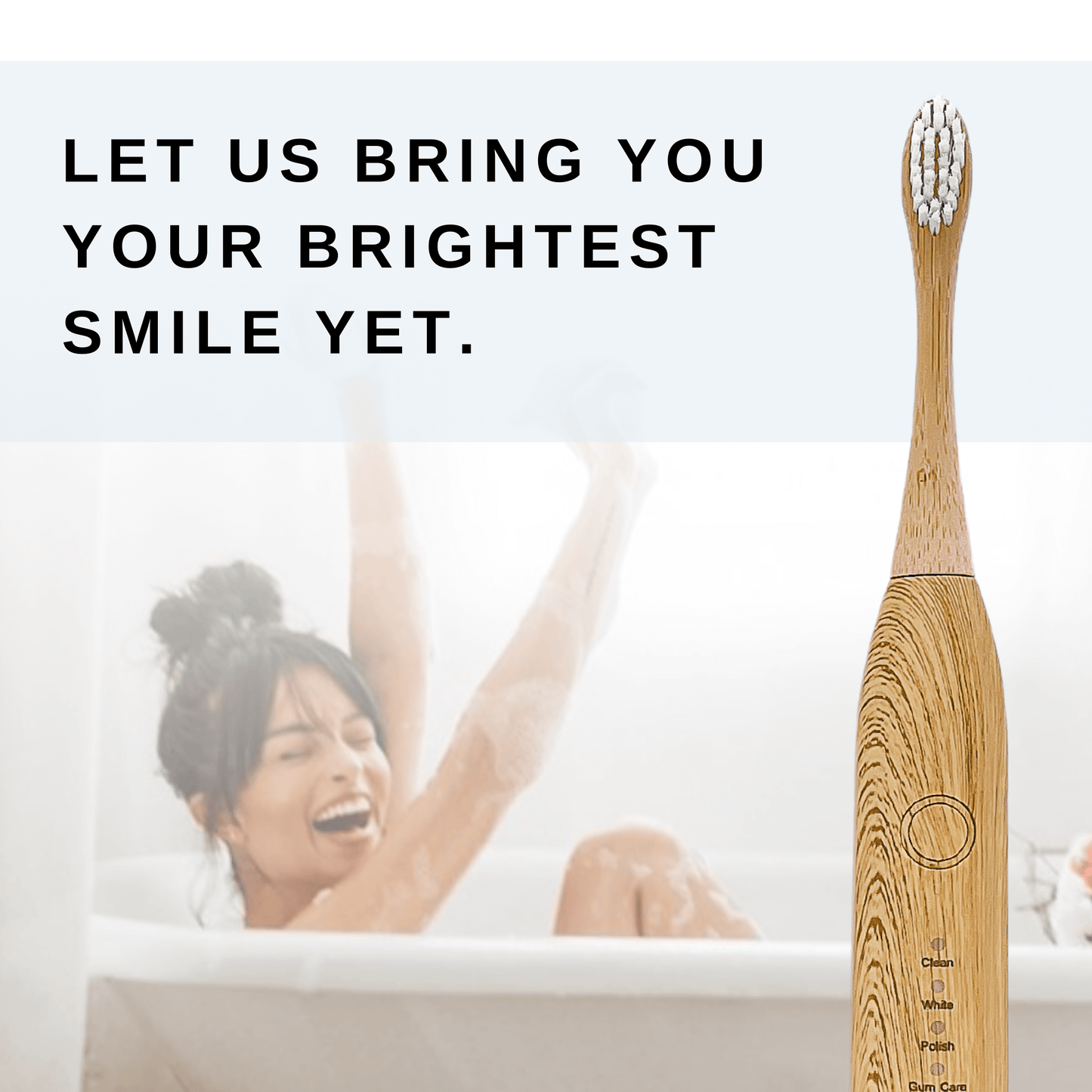 PearlBar Bamboo Sonic Electric Toothbrush - 3 replaceable Bamboo Electric Toothbrush Heads - Sonic powered - Charcoal bristles for teeth whitening without sensitivity
