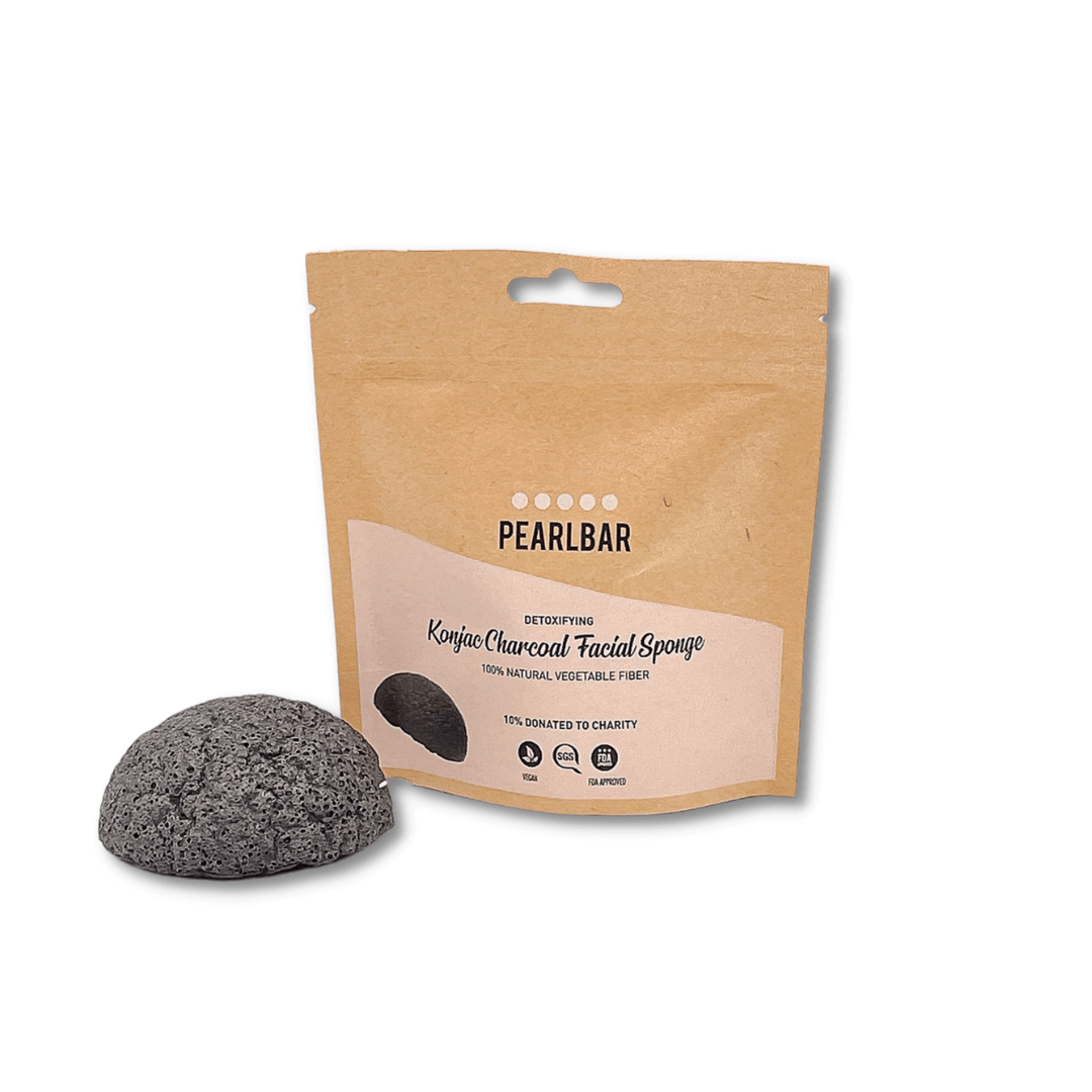 PearlBar Konjac & Charcoal Detoxifying Eco-Friendly Plant-Based Facial Sponge with Biodegradable Package
