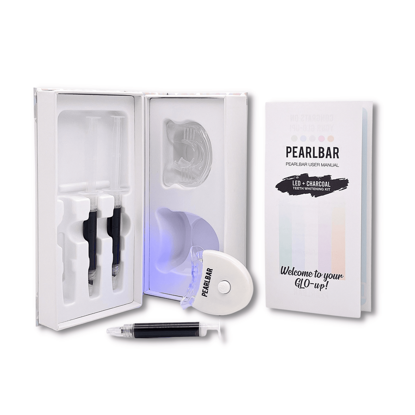 
                  
                    PearlBar LED & Charcoal Teeth Whitening Kit - fast teeth whitening results at home - charcoal-infused formula, LED light, sensitivity-free
                  
                