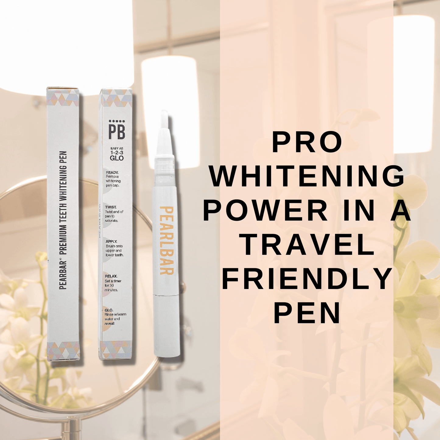 PearlBar Premium Teeth Whitening Pen - fast whitening results at home without peroxide or sensitivity