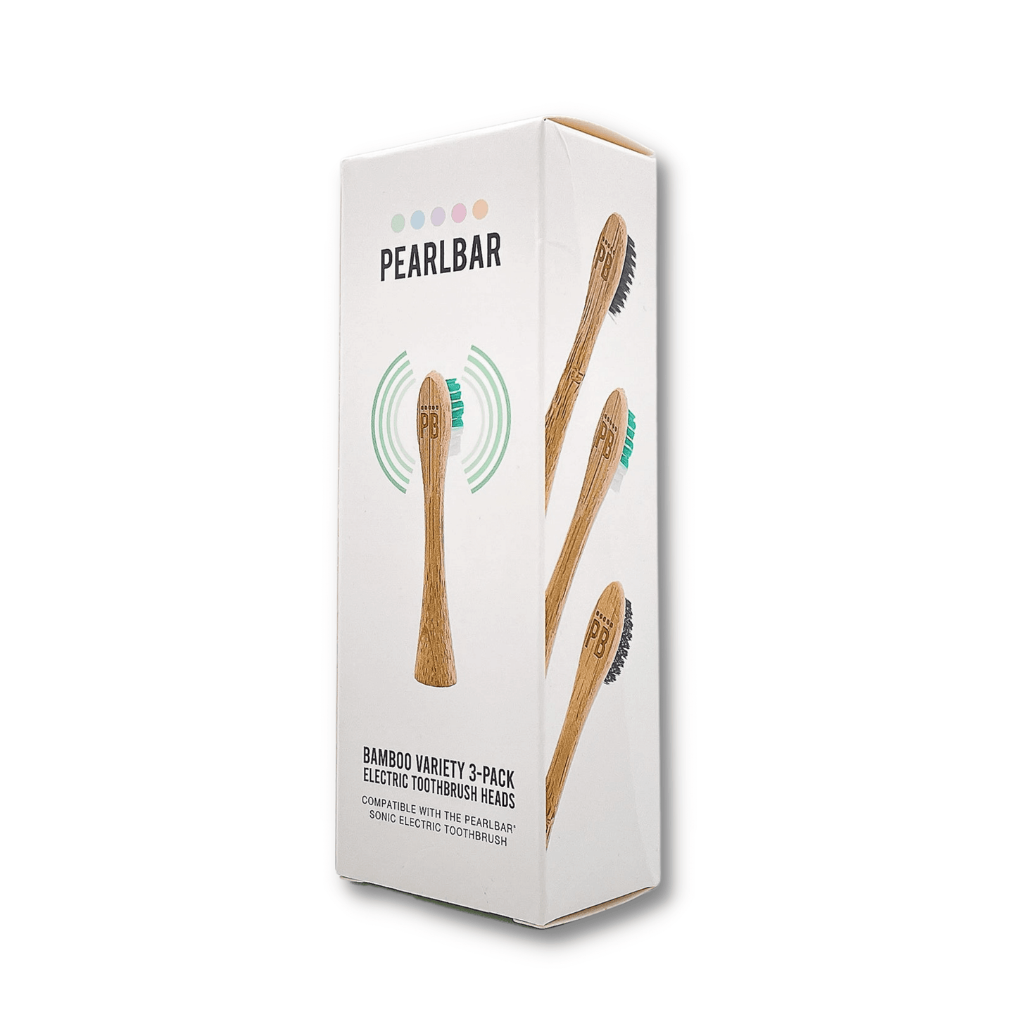 PearlBar Sonic Electric Toothbrush Bamboo Heads Variety 3 pack Biodegradable Charcoal Eco-Friendly