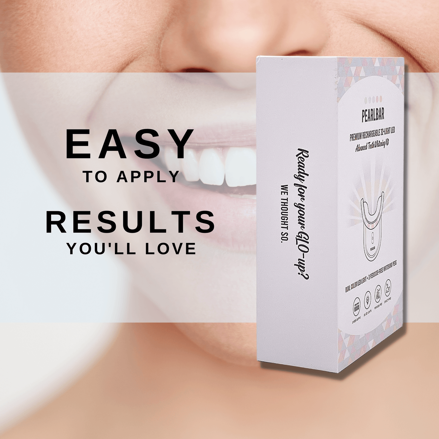 PearlBar Premium LED At-Home Teeth Whitening Kit is easy to use for the best teeth whitening results fast