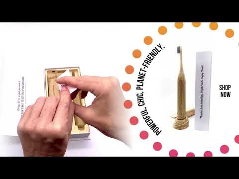 Load and play video in Gallery viewer, Unboxing of PearlBar Eco-Friendly Bamboo Sonic Electric Toothbrush - 3 replaceable Bamboo Electric Toothbrush Heads - Sonic powered - Charcoal bristles for natural teeth whitening