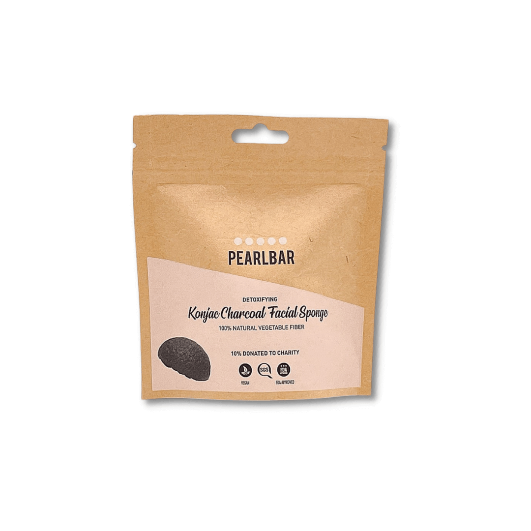 PearlBar Konjac & Charcoal Detoxifying Eco-Friendly Plant-Based Facial Sponge with Biodegradable Package