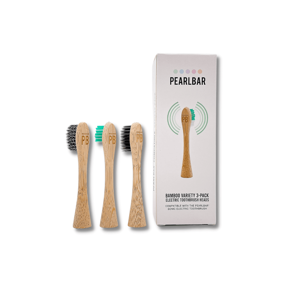 PearlBar Sonic Electric Toothbrush Bamboo Heads Variety 3 pack Biodegradable Charcoal Eco-Friendly